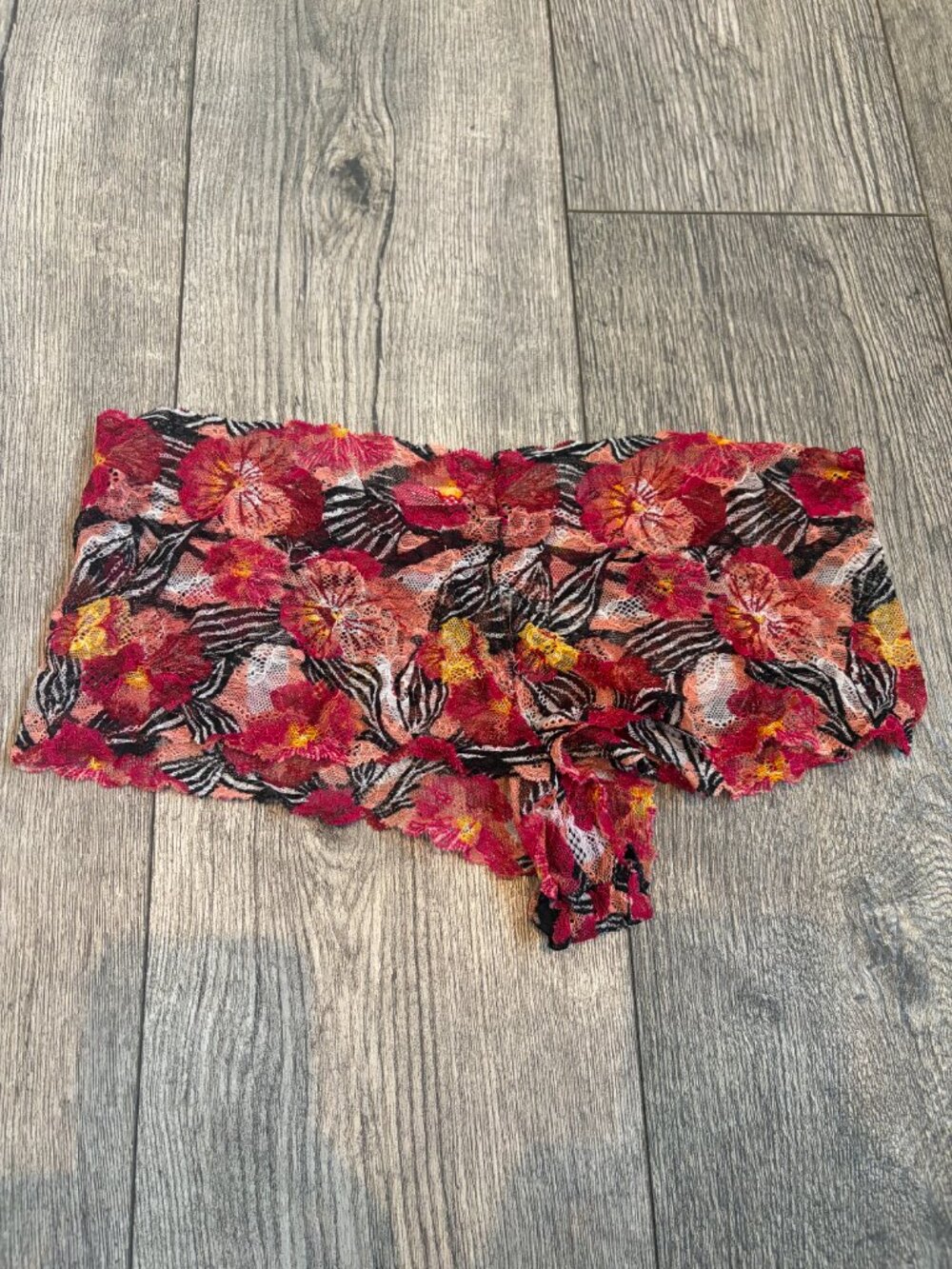 Wish & Whim Womens Floral Lace XL Panties Boy Shorts